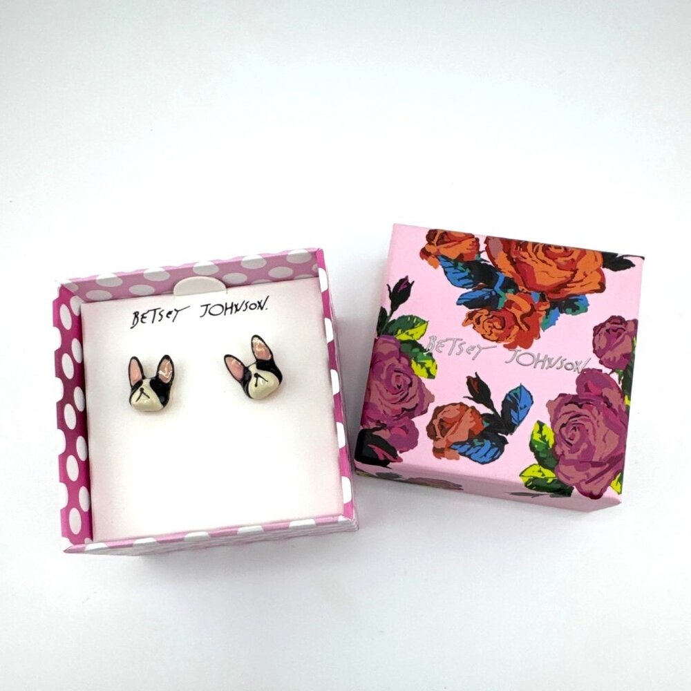 Betsey Johnson Frenchie Bulldog Stud Earrings